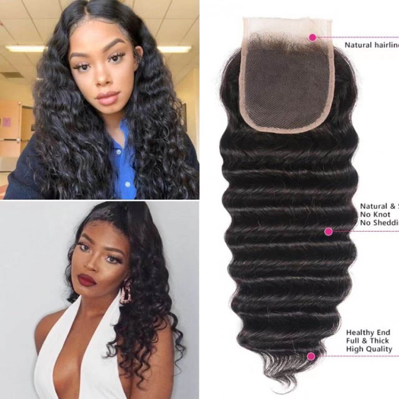 22inch loose deep Upgrade Middle Part closure hair style