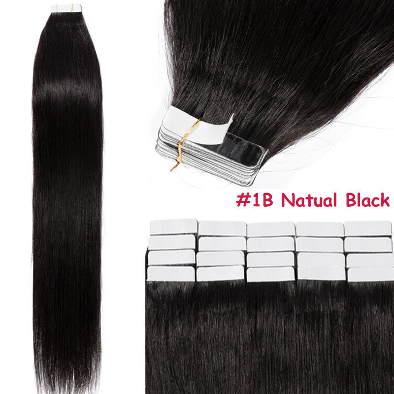 Tape Ins Hair Extensions 20 Inch Human Remy Hair 20 pcs/50g Skin Weft Silky Tape in Real  in stock