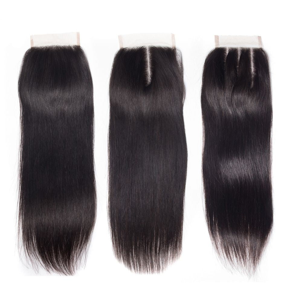 HD Lace Closure 5x5 With3 Bundles Straight Weave Virgin Human Hair Bundle Deals