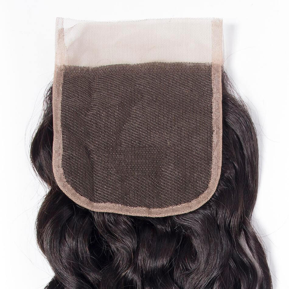 4*4 Water Wave Lace Closure Middle Part Natural Color